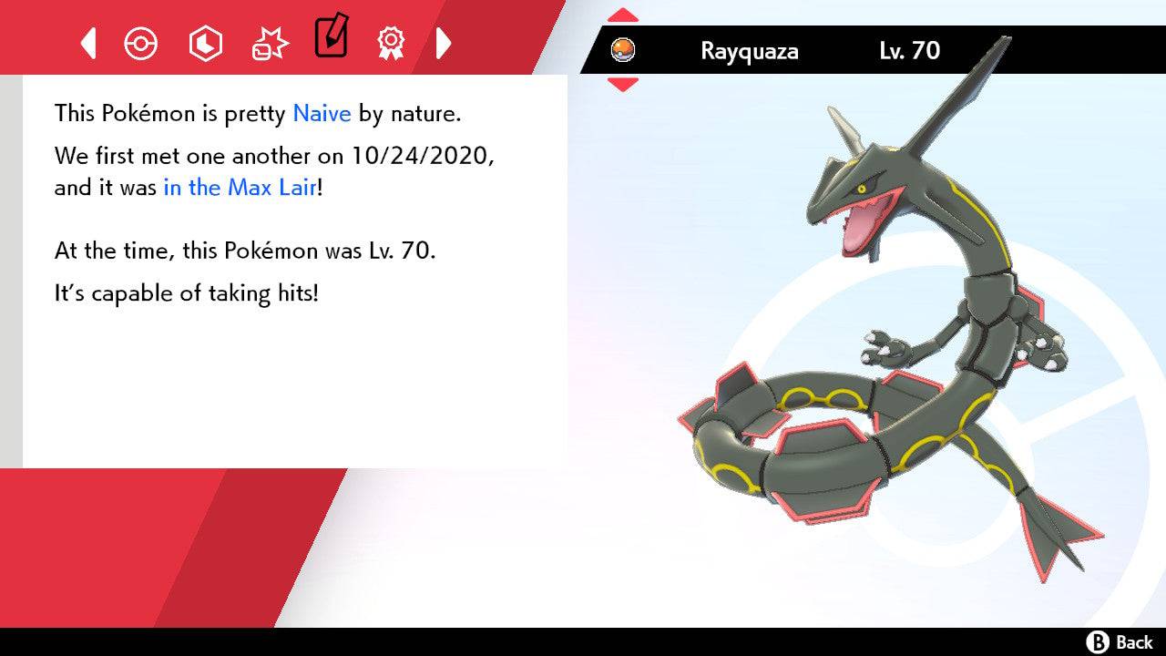 Pokemon Sword and Shield Shiny Rayquaza 6IV-EV Trained - Pokemon4Ever