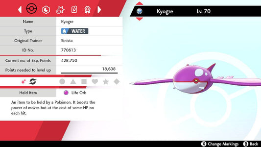 Pokemon Sword and Shield Shiny Kyogre 6IV-EV Trained - Pokemon4Ever