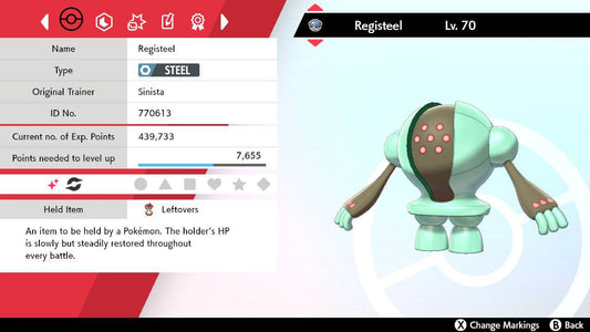 Pokemon Sword and Shield Shiny Registeel 6IV-EV Trained - Pokemon4Ever