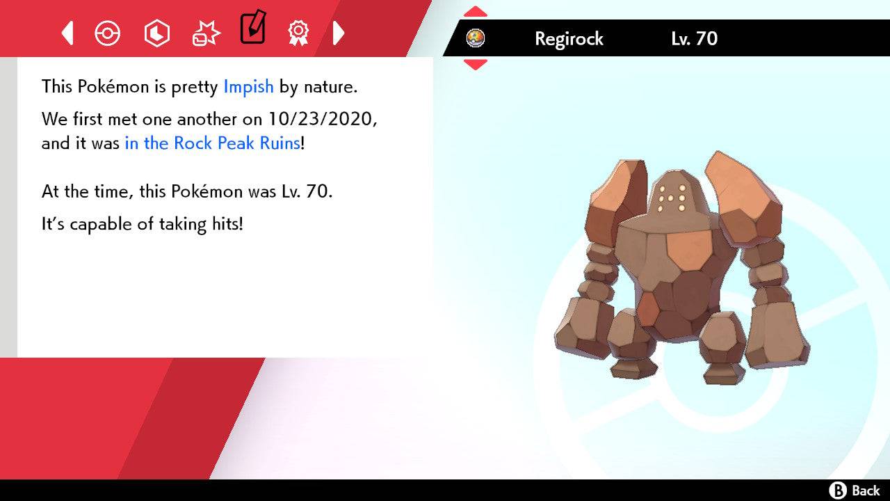 Pokemon Sword and Shield Shiny Regirock 6IV-EV Trained - Pokemon4Ever