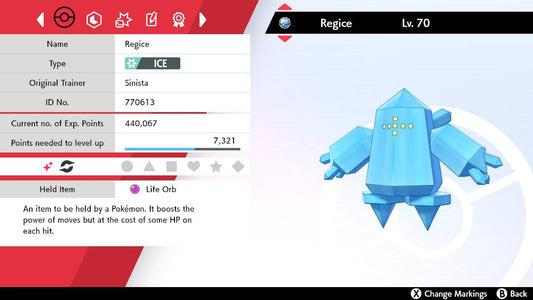 Pokemon Sword and Shield Shiny Regice 6IV-EV Trained - Pokemon4Ever
