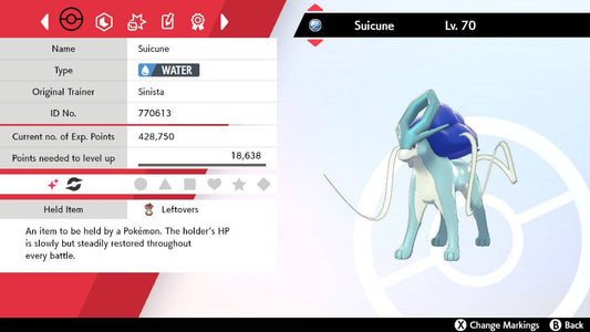 Pokemon Sword and Shield Shiny Suicune 6IV-EV Trained - Pokemon4Ever