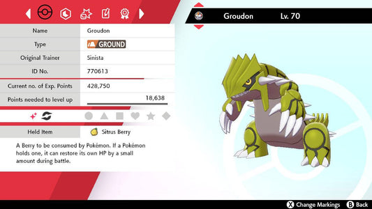 Pokemon Sword and Shield Shiny Groudon 6IV-EV Trained - Pokemon4Ever