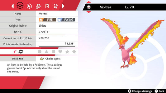Pokemon Sword and Shield Shiny Moltres 6IV-EV Trained - Pokemon4Ever