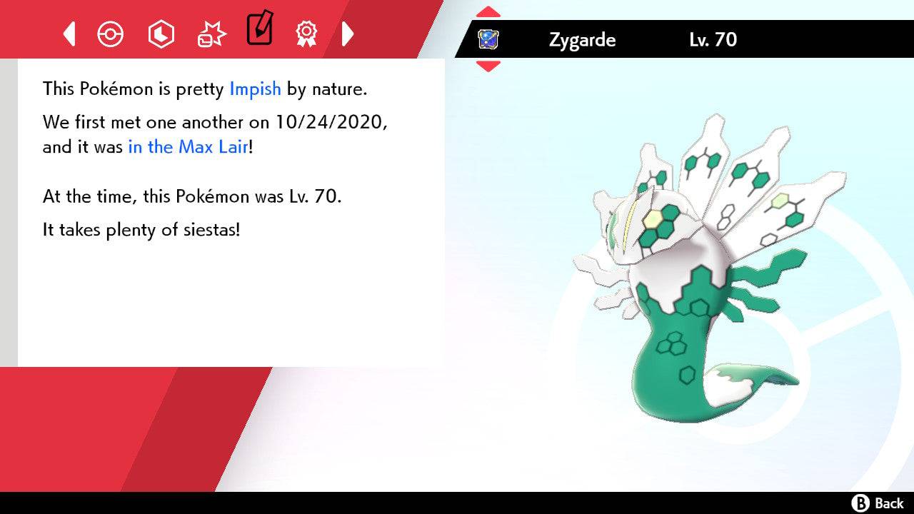 Pokemon Sword and Shield Shiny Zygarde 6IV-EV Trained - Pokemon4Ever