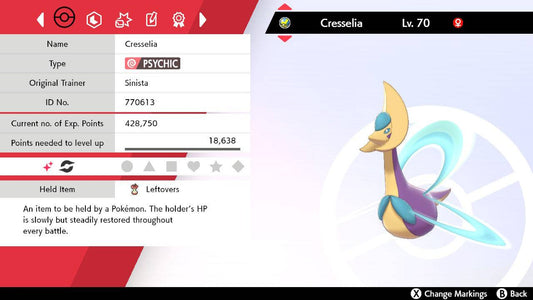 Pokemon Sword and Shield Shiny Cresselia 6IV-EV Trained - Pokemon4Ever