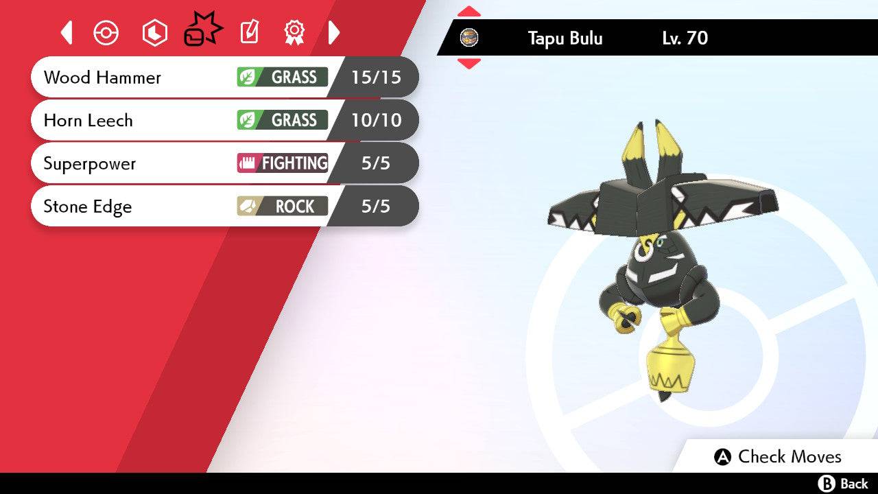 Pokemon Sword and Shield Shiny Tapu Bulu 6IV-EV Trained - Pokemon4Ever