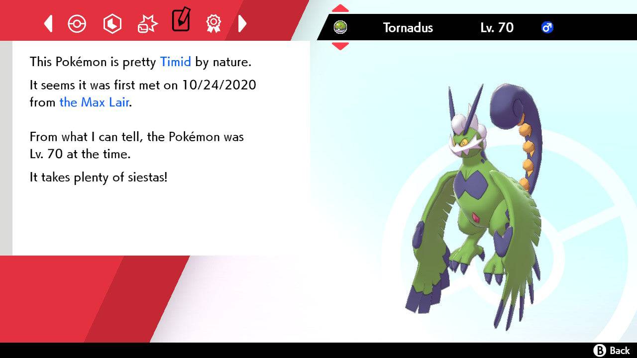 Pokemon Sword and Shield Shiny Tornadus-Therian 6IV-EV Trained - Pokemon4Ever