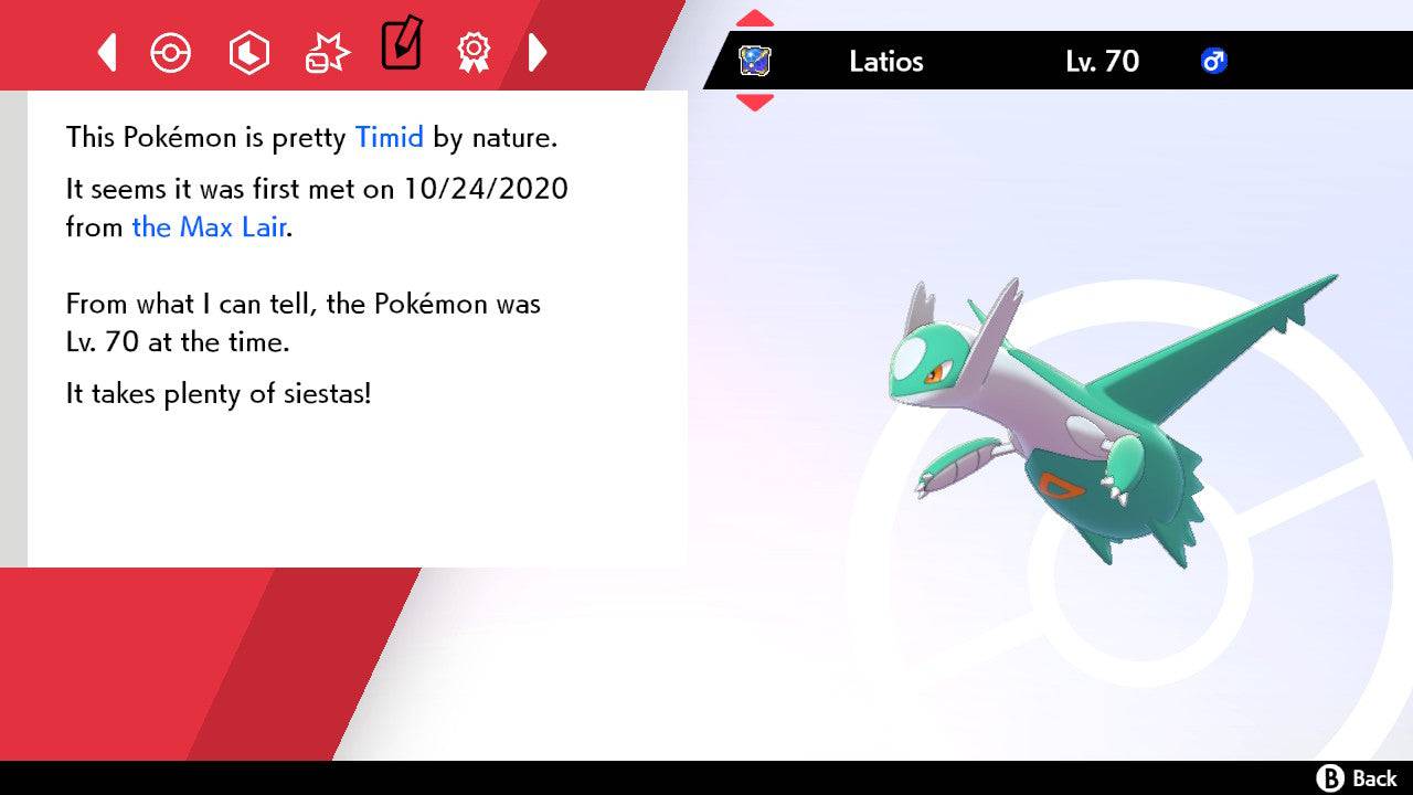 Pokemon Sword and Shield Shiny Latios 6IV-EV Trained - Pokemon4Ever