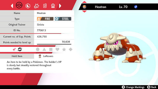 Pokemon Sword and Shield Shiny Heatran 6IV-EV Trained - Pokemon4Ever
