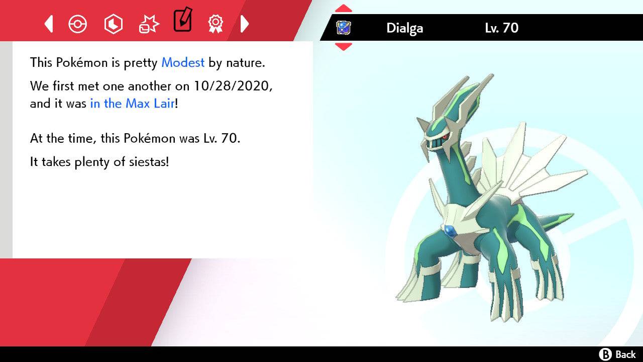 Pokemon Sword and Shield Shiny Dialga 6IV-EV Trained - Pokemon4Ever