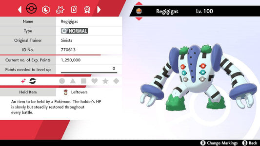 Pokemon Sword and Shield Ultra Shiny Regigigas 6IV-EV Trained - Pokemon4Ever