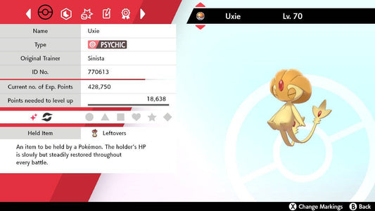 Pokemon Sword and Shield Shiny Uxie 6IV-EV Trained - Pokemon4Ever