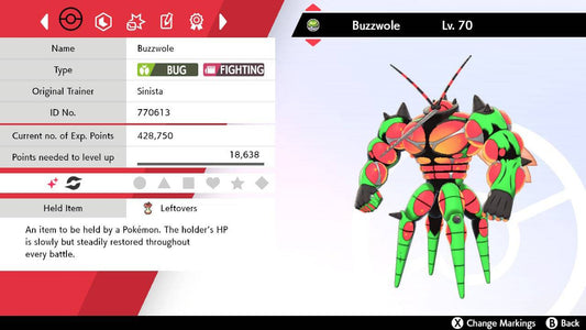 Pokemon Sword and Shield Shiny Buzzwole 6IV-EV Trained - Pokemon4Ever