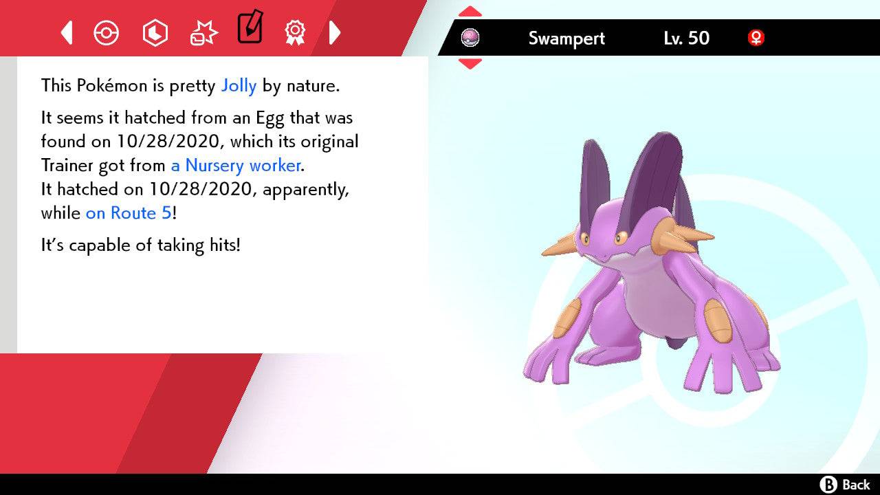 Pokemon Sword and Shield Ultra Shiny Swampert 6IV-EV Trained - Pokemon4Ever