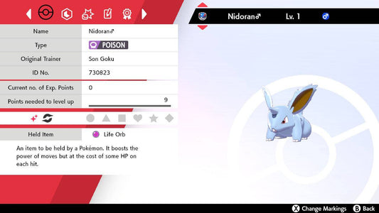 Pokemon Sword and Shield Shiny Nidoran♂ 6IV-EV Trained - Pokemon4Ever