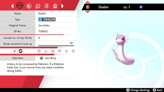Pokemon Sword and Shield Shiny Dratini 6IV-EV Trained - Pokemon4Ever