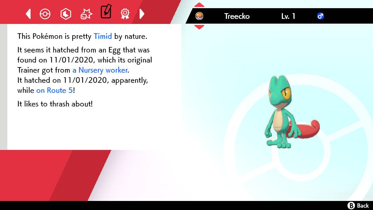 Pokemon Sword and Shield Shiny Ultra Shiny Treecko 6IV-EV Trained - Pokemon4Ever
