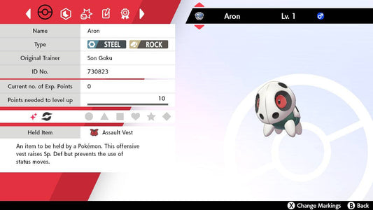 Pokemon Sword and Shield Shiny Aron 6IV-EV Trained - Pokemon4Ever