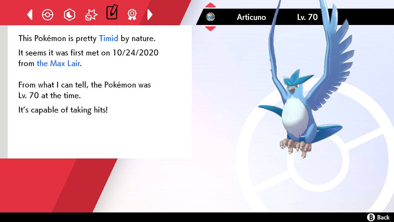 Pokemon Sword and Shield Articuno 6IV-EV Trained - Pokemon4Ever