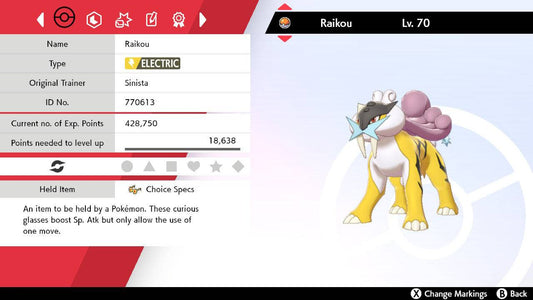 Pokemon Sword and Shield Raikou 6IV-EV Trained - Pokemon4Ever