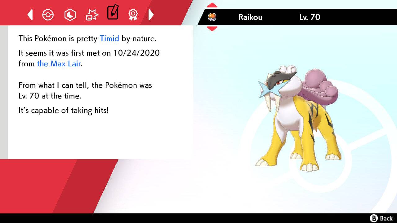 Pokemon Sword and Shield Raikou 6IV-EV Trained - Pokemon4Ever