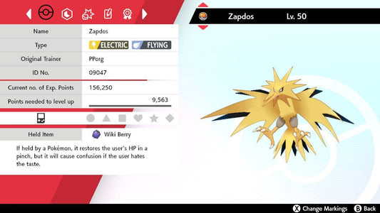 Pokemon Sword and Shield Zapdos 6IV-EV Trained - Pokemon4Ever