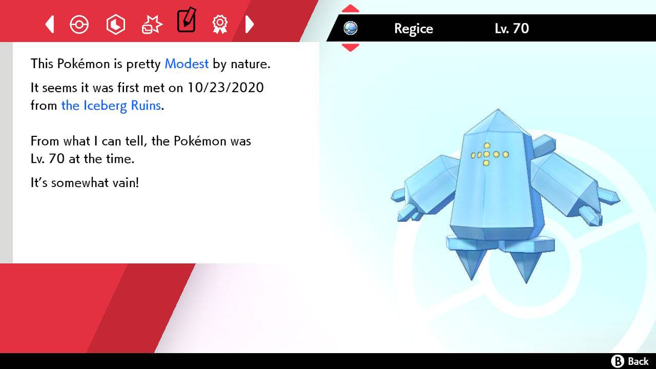 Pokemon Sword and Shield Regice 6IV-EV Trained - Pokemon4Ever