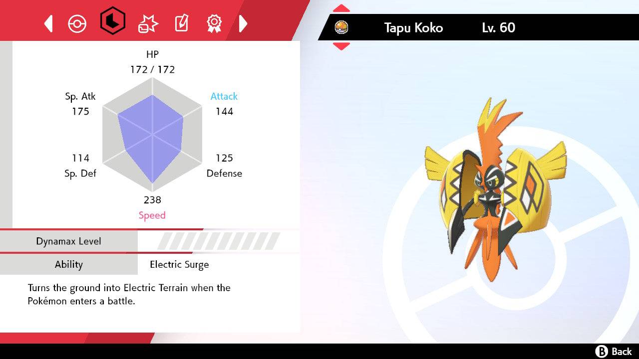Pokemon Sword and Shield Tapu Koko 6IV-EV Trained - Pokemon4Ever