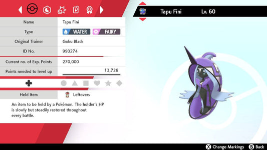 Pokemon Sword and Shield Tapu Fini 6IV-EV Trained - Pokemon4Ever