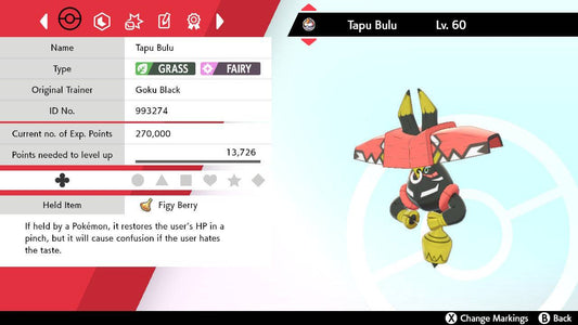 Pokemon Sword and Shield Tapu Bulu 6IV-EV Trained - Pokemon4Ever