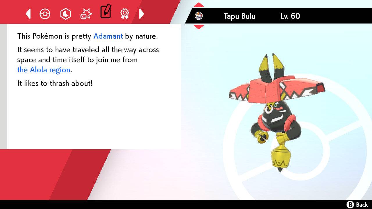 Pokemon Sword and Shield Tapu Bulu 6IV-EV Trained - Pokemon4Ever