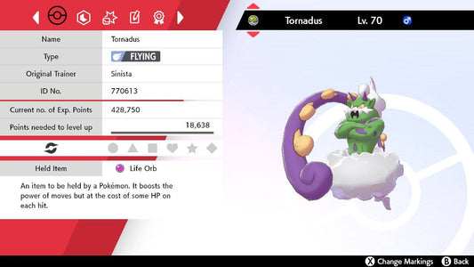 Pokemon Sword and Shield Tornadus 6IV-EV Trained - Pokemon4Ever