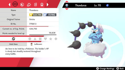 Pokemon Sword and Shield Thundurus 6IV-EV Trained - Pokemon4Ever