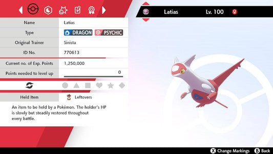 Pokemon Sword and Shield Latias 6IV-EV Trained - Pokemon4Ever