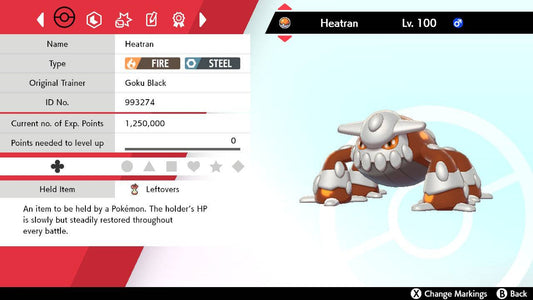 Pokemon Sword and Shield Heatran 6IV-EV Trained - Pokemon4Ever