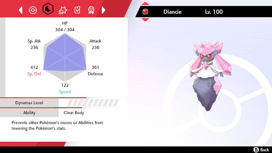 Pokemon Sword and Shield Diancie 6IV-EV Trained - Pokemon4Ever