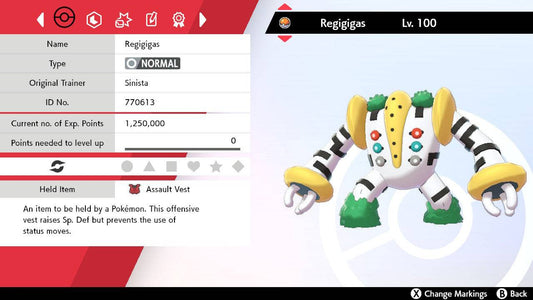 Pokemon Sword and Shield Regigigas 6IV-EV Trained - Pokemon4Ever
