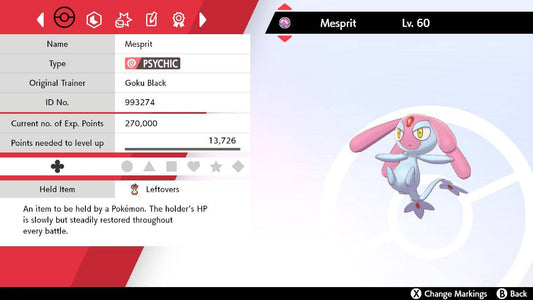 Pokemon Sword and Shield Mesprit 6IV-EV Trained - Pokemon4Ever