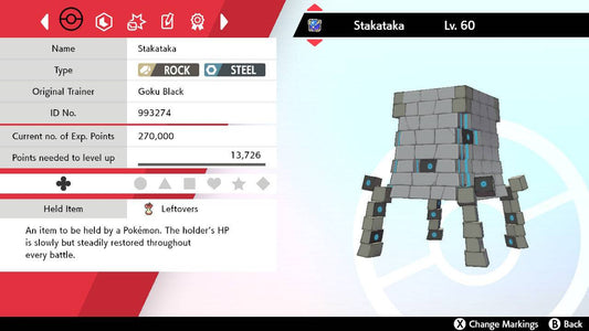 Pokemon Sword and Shield Stakataka 6IV-EV Trained - Pokemon4Ever