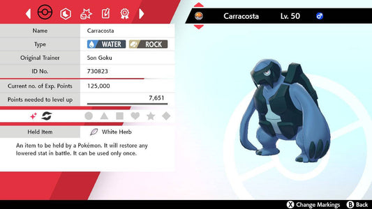 Pokemon Sword and Shield Ultra Shiny Carracosta 6IV-EV Trained - Pokemon4Ever