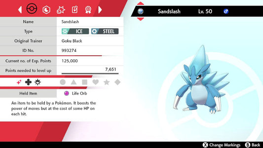 Pokemon Sword and Shield Ultra Shiny Alolan-Sandslash 6IV-EV Trained - Pokemon4Ever
