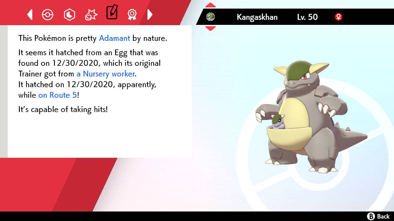 Pokemon Sword and Shield Ultra Shiny Kangaskhan 6IV-EV Trained - Pokemon4Ever