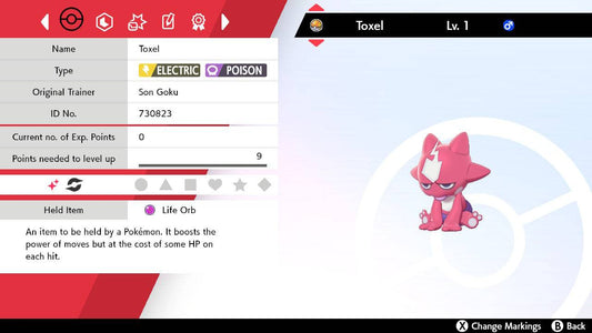 Pokemon Sword and Shield Shiny Toxel 6IV-EV Trained - Pokemon4Ever