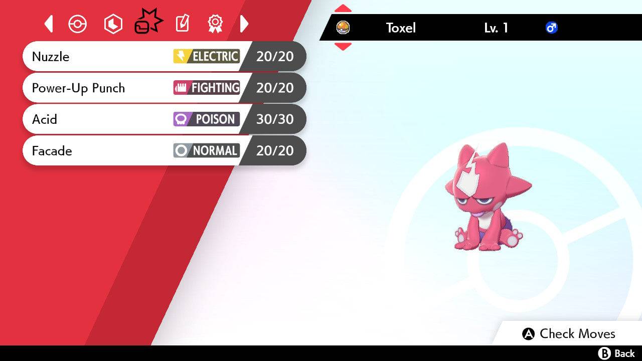 Pokemon Sword and Shield Shiny Toxel 6IV-EV Trained - Pokemon4Ever