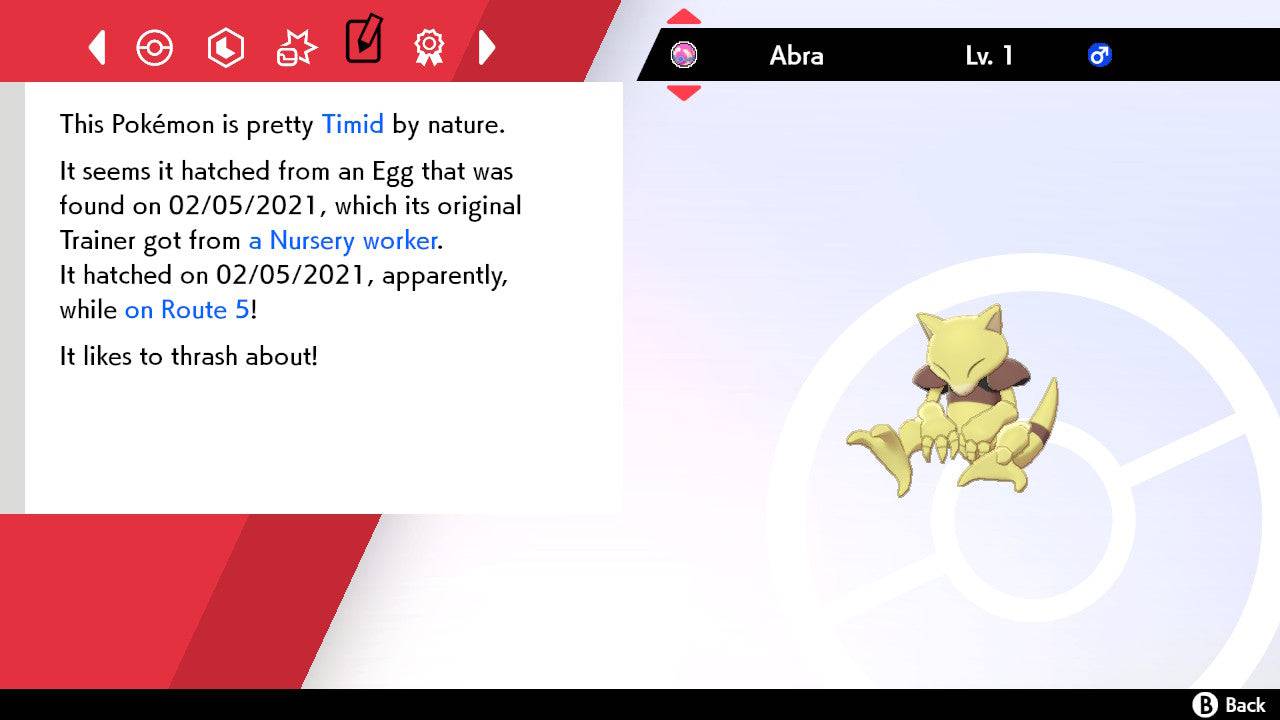 Pokemon Sword and Shield Shiny Abra 6IV-EV Trained - Pokemon4Ever
