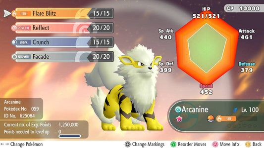 Pokemon Let's Go Shiny Arcanine 6IV-AV Trained - Pokemon4Ever