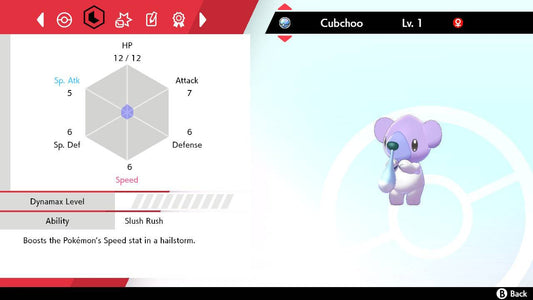 Pokemon Sword and Shield Shiny Cubchoo 6IV-EV Trained - Pokemon4Ever