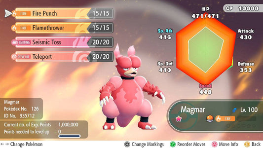 Pokemon Let's Go Shiny Magmar 6IV-AV Trained - Pokemon4Ever
