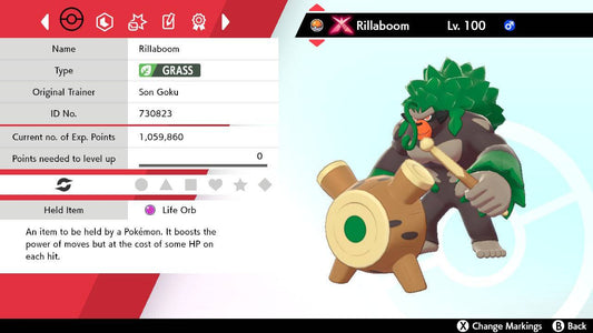 Pokemon Sword and Shield Gigantamax Rillaboom 6IV-EV Trained - Pokemon4Ever